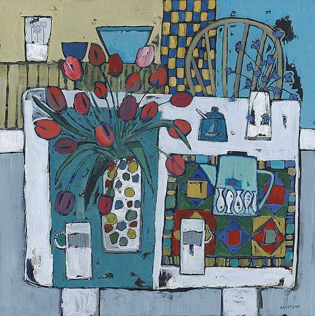 Tulip's and patchwork by Alison  Dickson